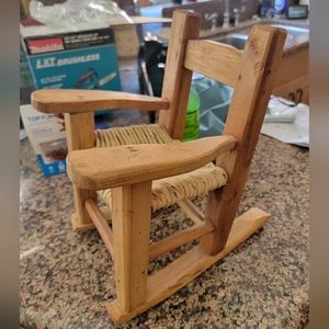 Doll sized wooden rocking chair
